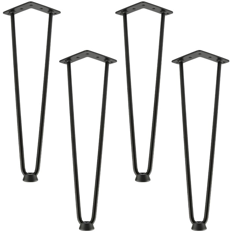 Jeobest - Pieds de table en épingles à cheveux – set de pieds de table en épingles à cheveux (4 piéces) - 50 cm - noir - 2 branches