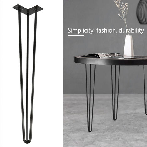 Pieds de table en épingles à cheveux – set de pieds de table en épingles à cheveux (4 piéces) - 86 cm - noir - 3 branches - Noir