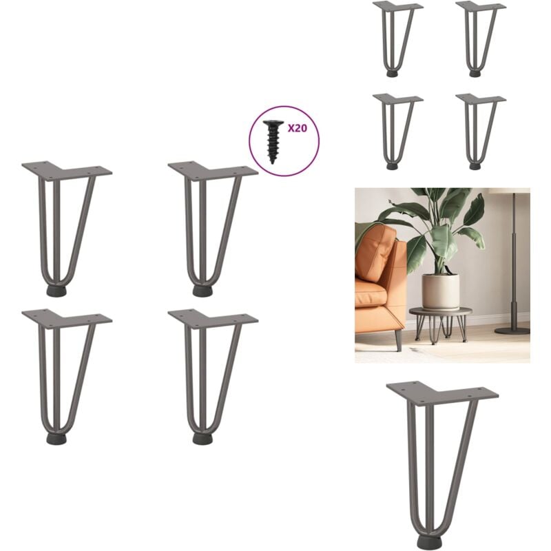 Pieds de table en forme d'épingle à cheveux 20 cm acier massif - Pied De Table En Forme D'épingle à Cheveux - Pied De Table En Forme D'épingle à
