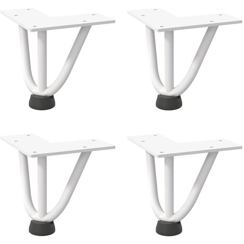 Vidaxl - Pieds en épingle à cheveux pour table basse 4 pièces Blanc 10 cm Acier massif