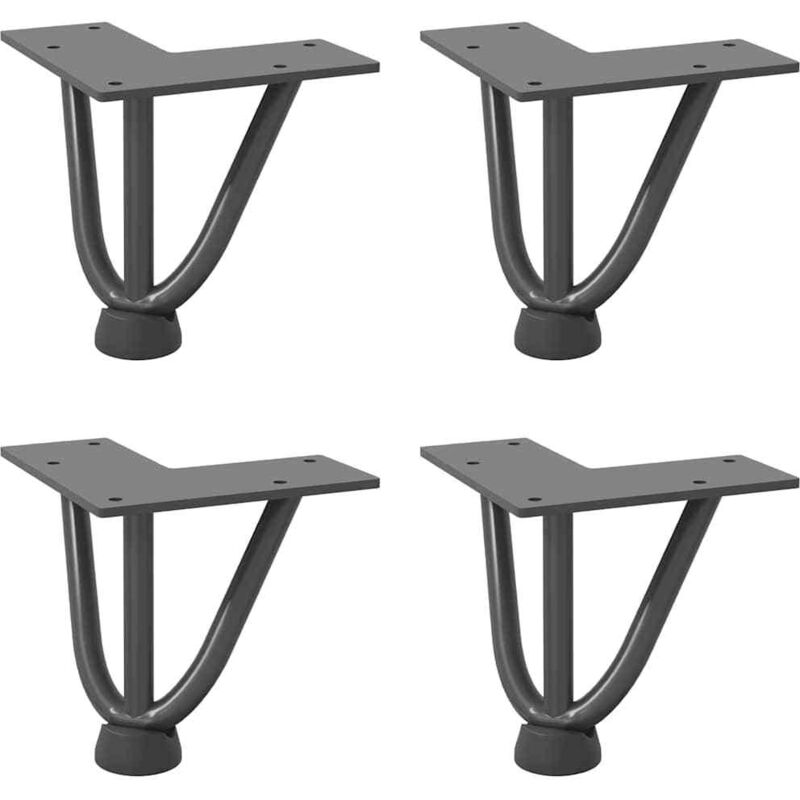 Vidaxl - Pieds en épingle à cheveux pour table basse 4 pièces Anthracite 10 cm Acier massif