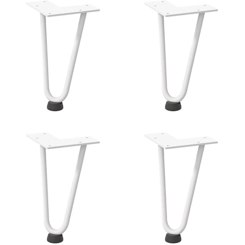 Vidaxl - Pieds en épingle à cheveux pour table basse 4 pièces Blanc 20 cm Acier massif