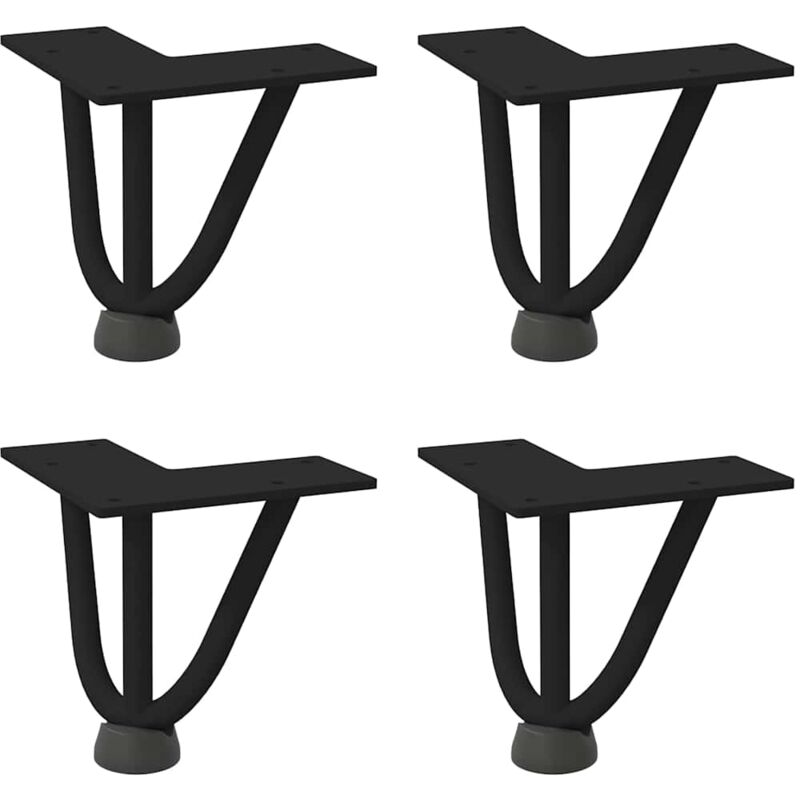 Vidaxl - Pieds en épingle à cheveux pour table basse 4 pièces Noir 10 cm Acier massif