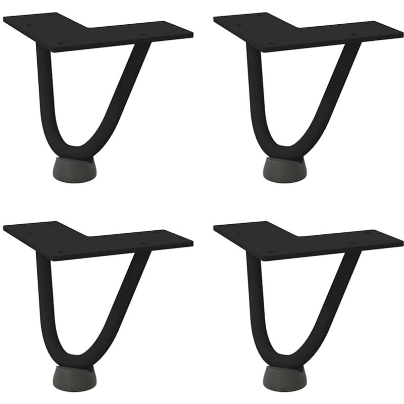 Vidaxl - Pieds en épingle à cheveux pour table basse 4 pièces Noir 10 cm Acier massif