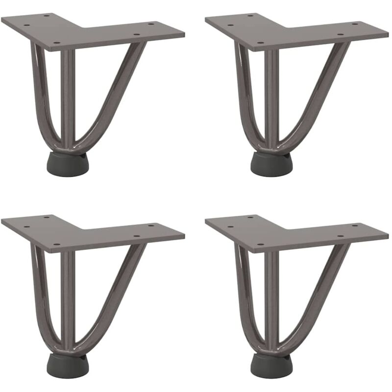 Vidaxl - Pieds en épingle à cheveux pour table basse 4 pièces Acier naturel 10 cm Acier massif