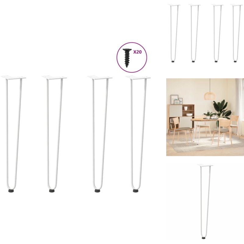 Pieds de table en forme d'épingle à cheveux 4 pcs blanc 72 cm - Pied De Table En Forme D'épingle à Cheveux - Pied De Table En Forme D'épingle à