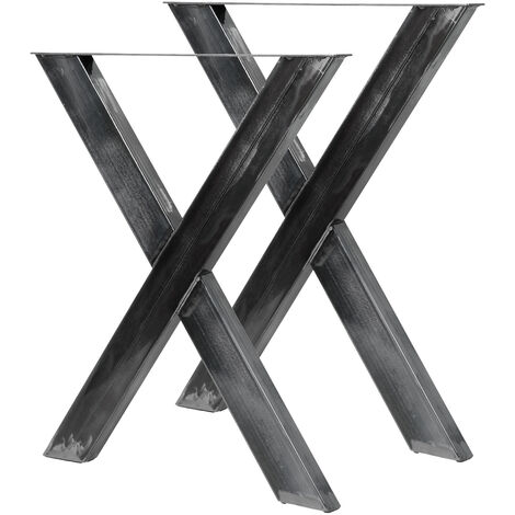 Pieds de table en Forme X 72x60 cm Finition Acier vernis Piètement Meuble - silbergrau