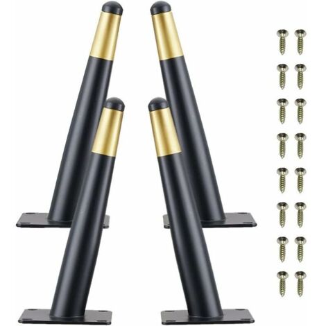 Pieds de Table en Métal, 4 Pièces Pieds de Meuble de Cône Pieds d'armoire Obliques avec Vis pour Canapé Table Basse Meuble TV et Autres Pieds de Meubles (20cm)