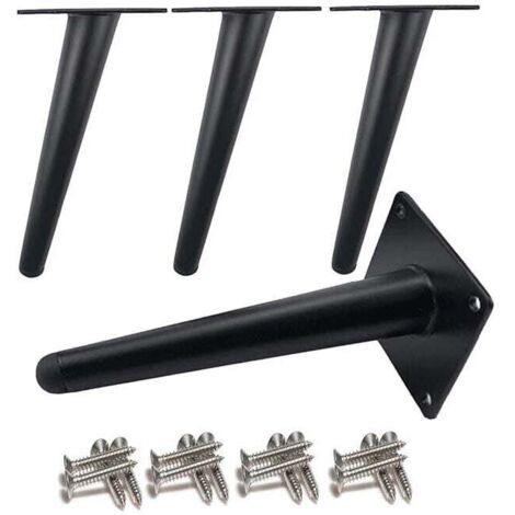 Pieds De Table En Métal Acier Inoxydable Noir 20cm Antidérapant Pour Meubles Canapés