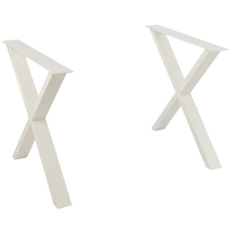 Pieds de Table en Métal Croix "Brant" 72cm Blanc