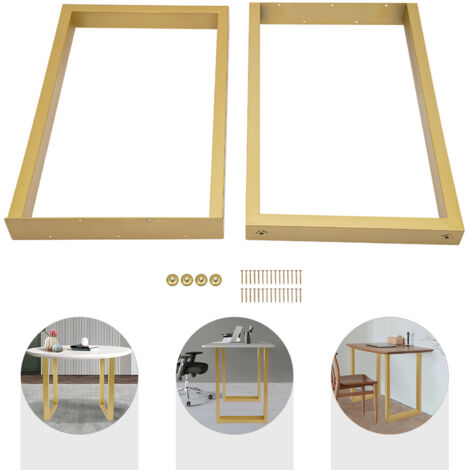 Pieds de table en métal, lot de 2, cadre de table doré, pieds de meubles à monter soi-même pour bureau, table basse, table à manger, banc, 45 x 7 x 71 cm