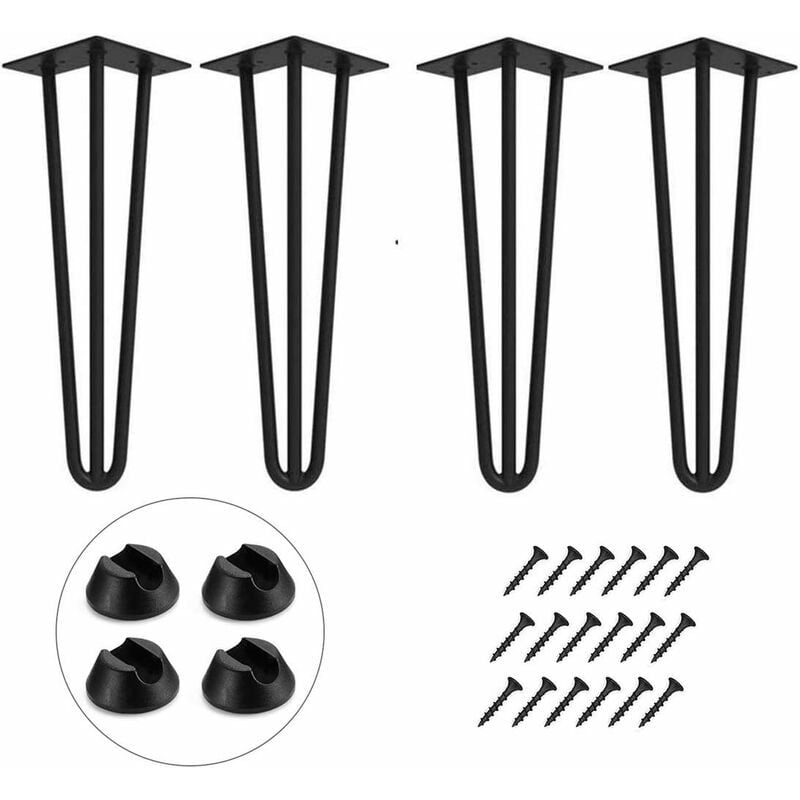 Pieds de table en épingle à cheveux, lot de 4 - 40cm, pieds de meubles en métal pour bricolage