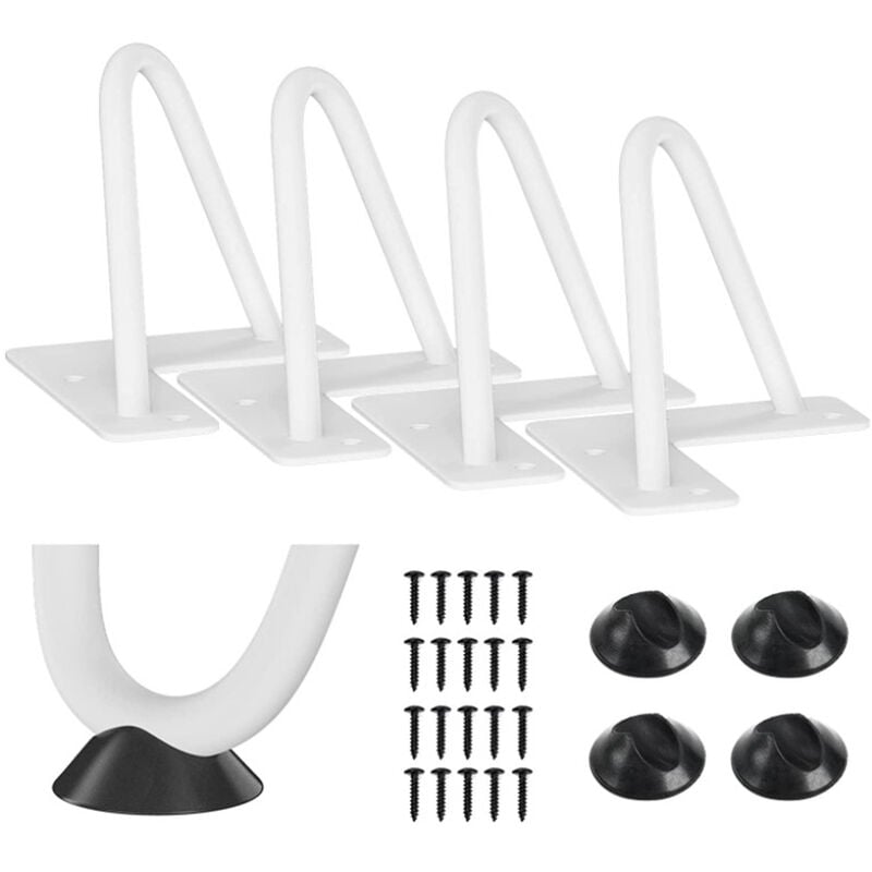 Yongqing - Pieds de table en épingles à cheveux – set de pieds de table en épingles à cheveux (4 piéces) - 20 cm - blanc - 2 branches