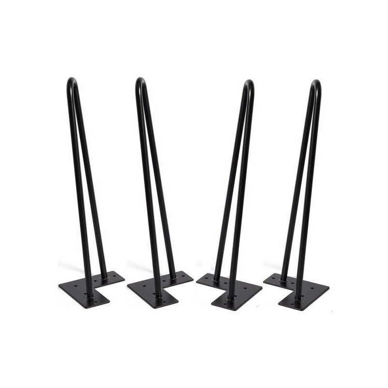 Dyhf - Pieds de table en épingles à cheveux – set de pieds de table en épingles à cheveux (4 piéces) - 30 cm - noir - 2 branches