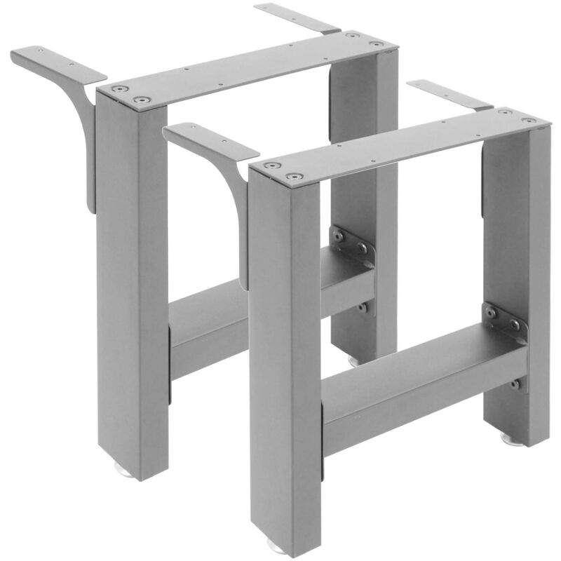 Pieds de table en Profil carré 70x24x72 cm Gris Revêtement par poudre Piètement de Table Meuble