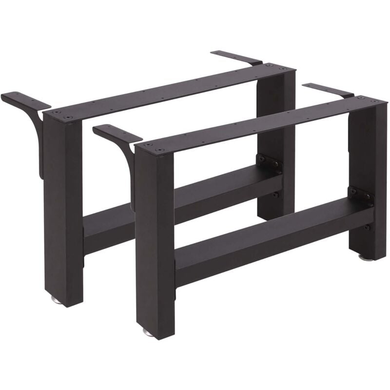 Wiltec - Pieds de table en Profil carré 64x40cm Noir Revêtement par poudre Piètement de Table Meuble