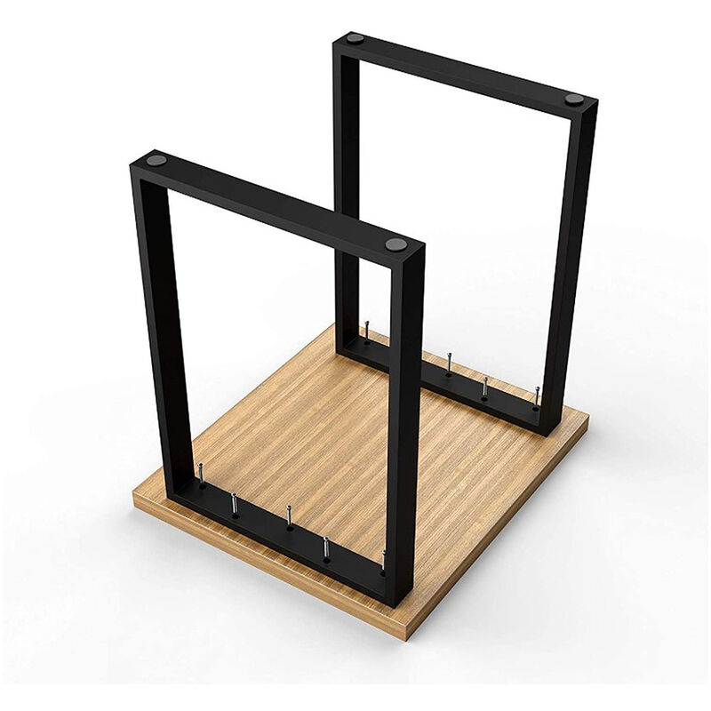 Pieds de Table en Profil Carré Revêtement par Poudre Piètement Meuble 60x72cm Noir