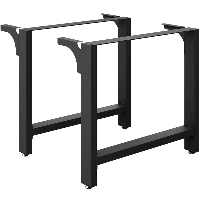 Wiltec - Pieds de table en Profil carré Support 90x72cm Noir Revêtement par poudre Piètement Meuble