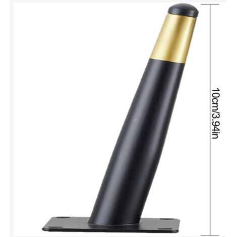 Pieds de table inclinables en métal doré (4 pièces, 10 cm) avec base antidérapante et silencieuse, noir et or