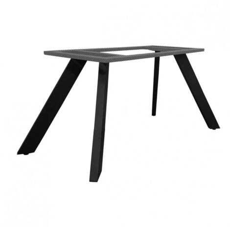 Pieds de table inclinés en métal noir H.65 cm – 4 patins réglables – Fixation par vis – Pour plateau en bois massif – Meubletmoi