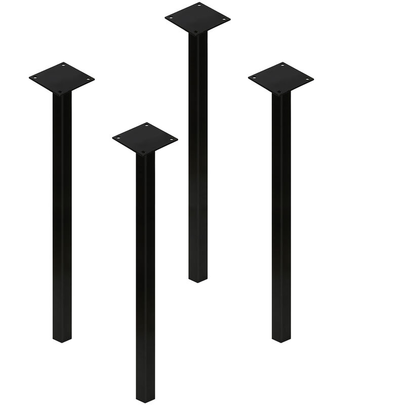 Lot de 4 Pied de Table en Acier Profil Carré, Hauteur: 72 cm, Noir Foncé - Sifree