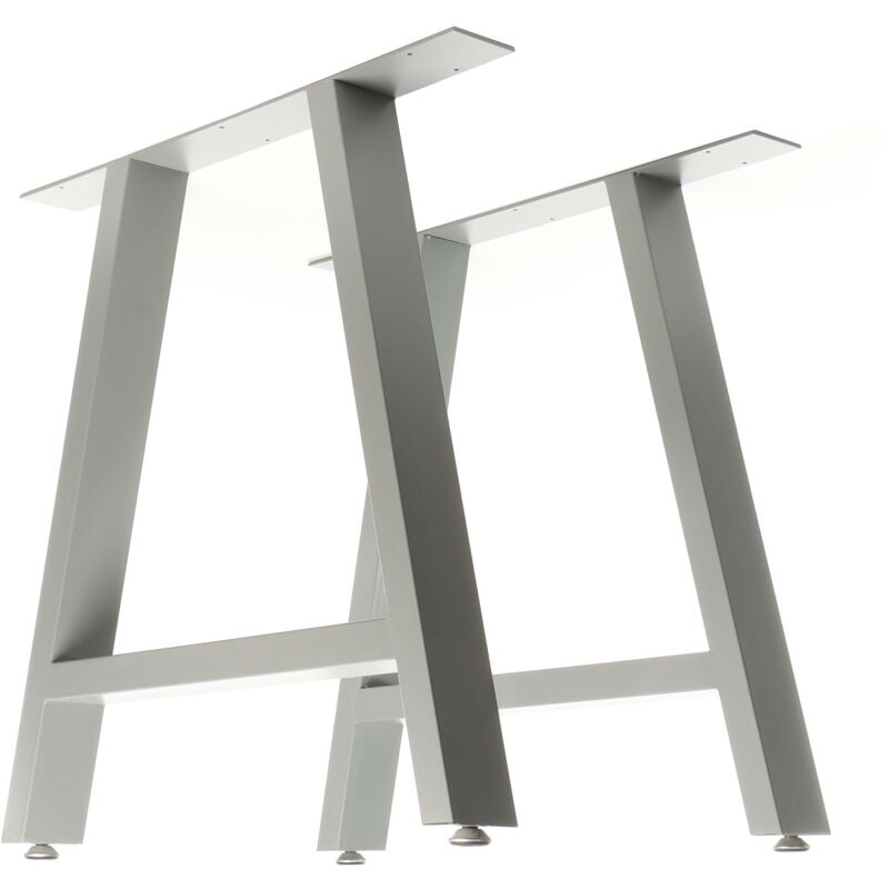 Pieds de table Piètement industriel Jeu de 2 en Acier 70x72cm Profile en a Gris Support Table