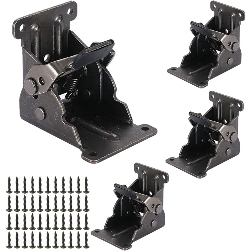 Ineasicer - Pieds de table pliables verrouillables à charnière, lot de 4, pieds de table pliables verrouillables à 90°, support de console pliante,