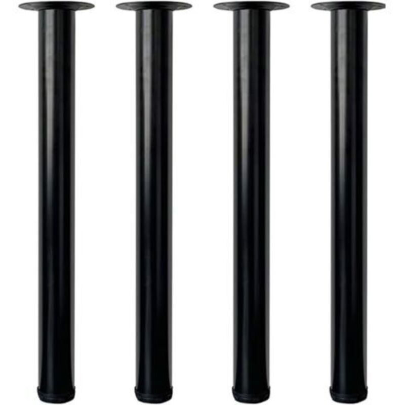 Pieds de Table Réglables 50 cm, Lot de 4 Pieds de Meubles Métal Noir Ø50mm, Support en Acier pour Table Basse