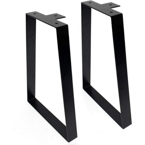 Pieds de Table trapézoïdaux Noirs de pour Meubles en métal, matériau en Fer Robuste et Design Moderne Industriel pour Table Basse, Bureau Moderne, Table de Chevet, Banc (40cm)