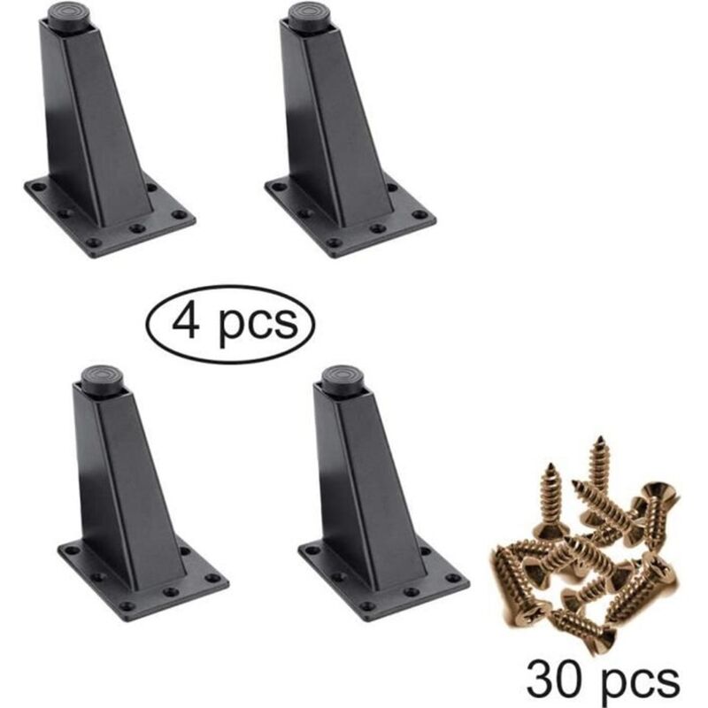 Pieds de table,4 Pièces Pieds de Meuble Réglable Alliage D'Aluminium Pied Canapé Noir