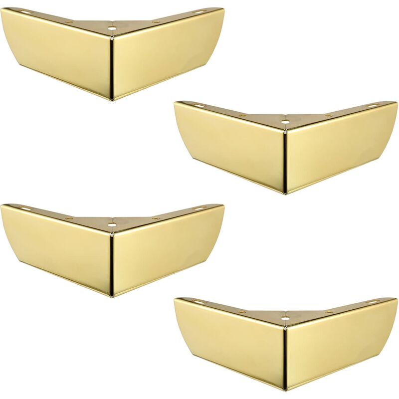 Pieds DIY de Meubles de Cuisine 50mm Jambes pour Table Basse Armoires Lit Canapé Forte Pied de Chaise Bureau en Métal Doré Silencieuse Antidérapante