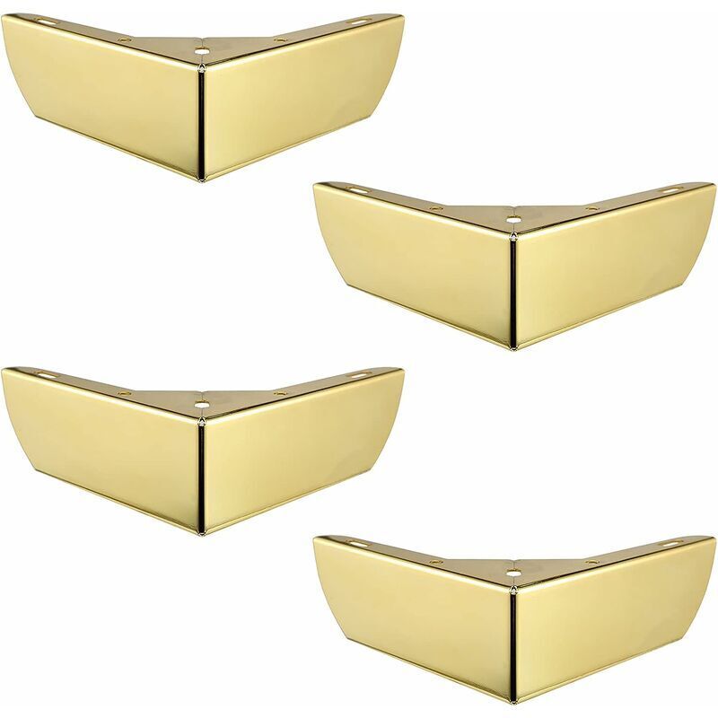 VURAHOME - Pieds DIY de Meubles de Cuisine Jambes pour Table Basse Armoires Lit Canapé Forte Pied de Chaise Bureau en Métal Doré Silencieuse