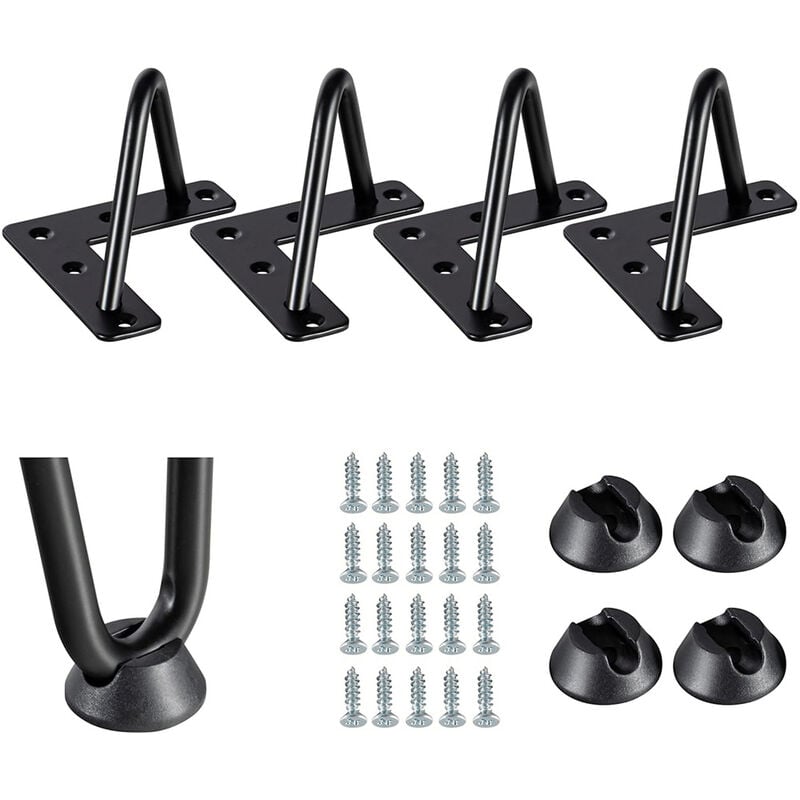 Petites Ecrevisses - 4 Pcs Pieds Meubles en Épingle à Cheveux pour Armoire Chaise 10cm Jambes de Table Noir