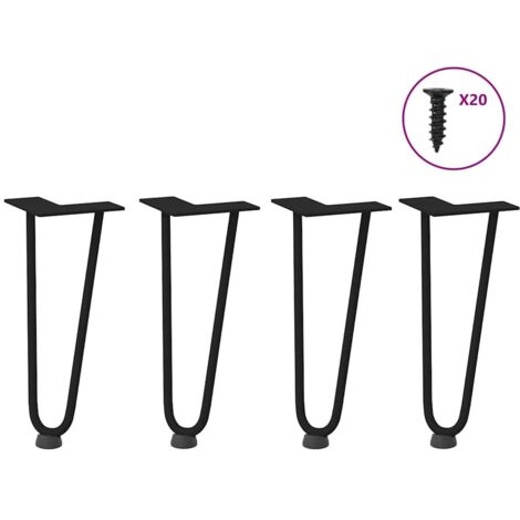 Pieds en épingle à cheveux pour table basse 4 pièces Noir 30 cm Acier massif vidaXL
