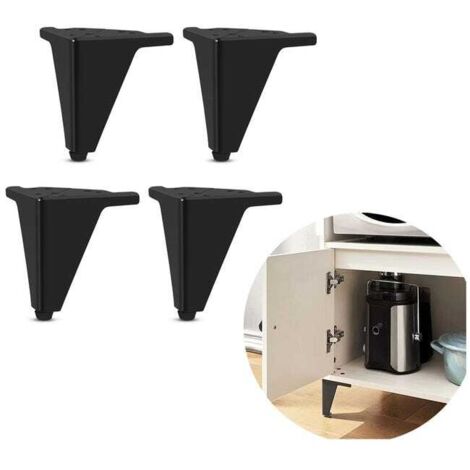 Pieds en métal pour fauteuils et armoires - noir - hauteur 100 mm - 4 pièces