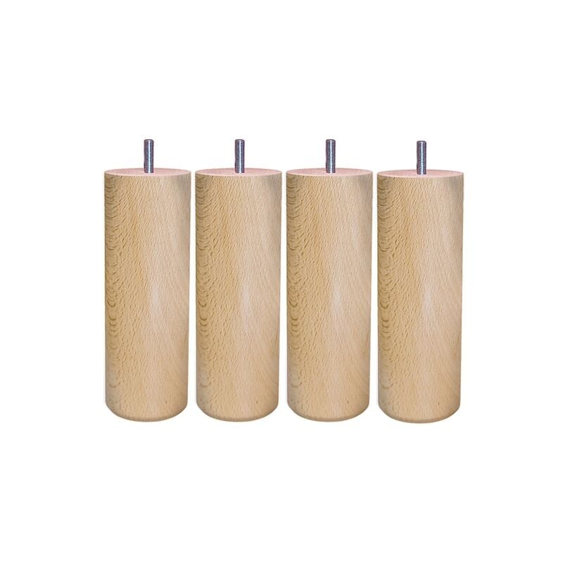 MRG - Jeu de pieds Cylindre Cylindre H20cm D7cm vernis naturel filetage 10mm