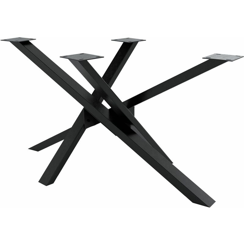 Pieds Jimmy en métal pour table à manger forme Mikado Noir aspect industriel 140x70x72 cm