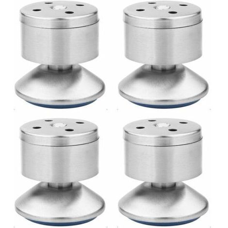 Pieds Nivellement Réglables Acier Inoxydable Pieds Canapé Réglables Multifonction Métal Tapis en Caoutchouc, Facile à Installer, Convient Tables, Armoires, Canapés, Lits Etc—4 Pièces (Argent)