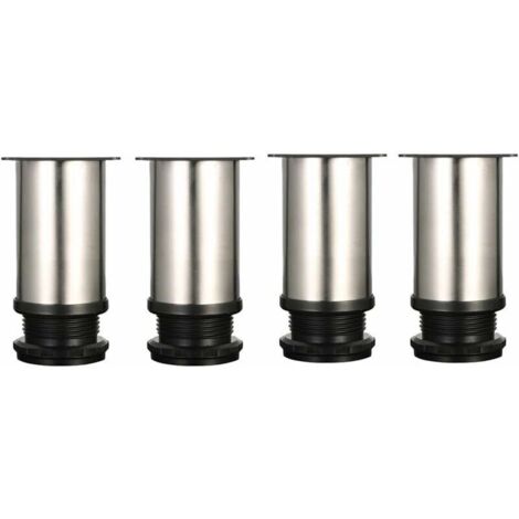 Pieds réglables en acier inoxydable 304 – Hauteur ajustable 80-95 mm – Lot de 4 pieds pour armoires et tables – Vis incluses
