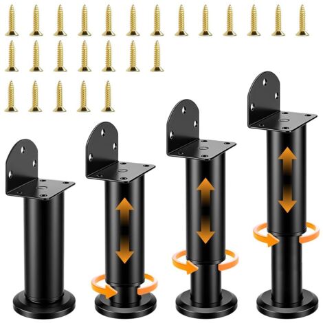 Pieds réglables pour meubles, pieds de lit, support pour téléviseur, table basse, pieds télescopiques antidérapants (4 pièces)