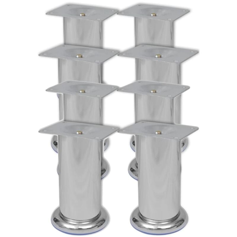 Pieds ronds de canapé 8 pcs Chrome 120 mm