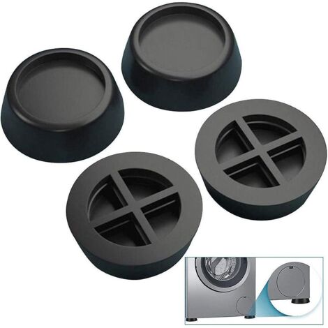 Pieds universels antidérapants en caoutchouc pour machine à laver - Patins amortisseurs (6,5 cm, noir)