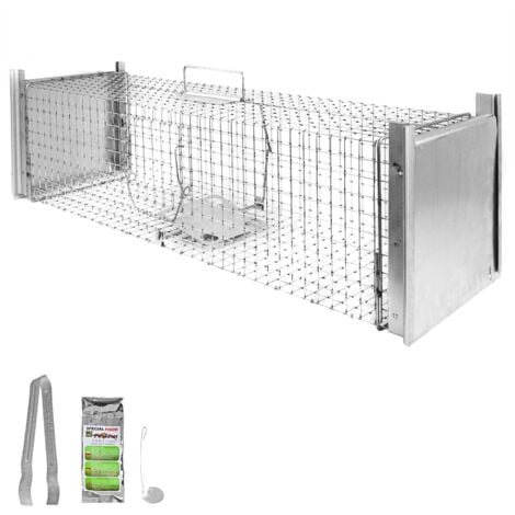 Piège à Animaux Humaine Animal Vivant Piège Cage 102 x 26 x 26 cm Chat Fouine Martre Petigi