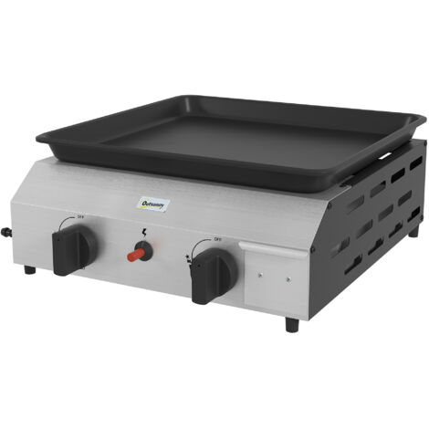 Piège à gaz barbecue 2 brûleurs, plaque antiadhésive 4,8 kW, argenté