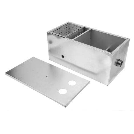 Piège à graisse de Filtration en 3 étapes, intercepteur en acier inoxydable pour cuisine et Restaurant, double trous 50x25cm