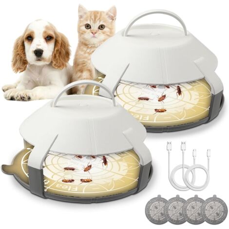 Piège à Puces, 2 Pack Capture Aux Puces, Piège à Lampe à Puces - Adapté Aux Enfants Et Aux Animaux Domestiques, Livré avec 4 Autocollants, 2 Câbles De Données, Adapté Aux Chambres, Salons Et Cuisines
