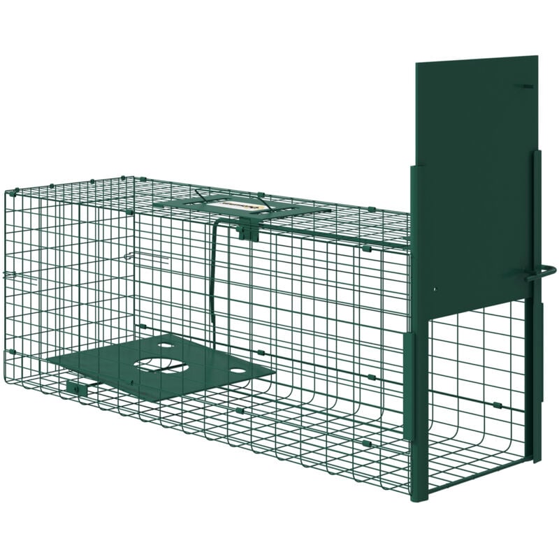 Outsunny - Piège de capture pour petits animaux type lapin rat - entrée, poignée - dim. 80L x 25l x 30H cm - acier vert