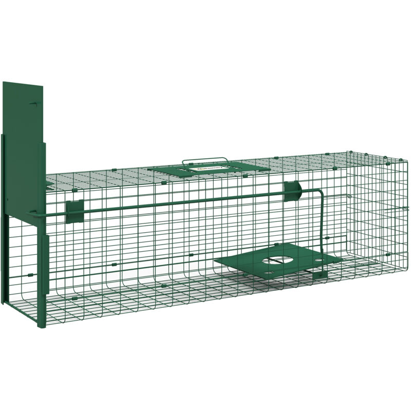 Outsunny - Piège de capture pour petits animaux type lapin rat - entrée, poignée - dim. 100L x 25l x 28H cm - acier vert