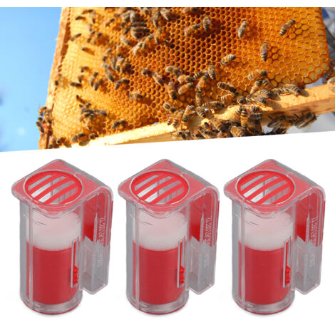 Piège marqueur pour reine d'abeille 3 pièces cage plastique manuelle 90mm rouge