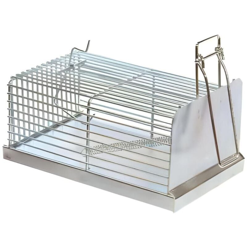Visiodirect - Piège pour Rats, Cage de Piège à Rats en Zinc coloris Gris - 20 x 12 x 9 cm